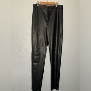 Zara  Black High Waisted Vegan Leather Ankle Zip Pants Size M
